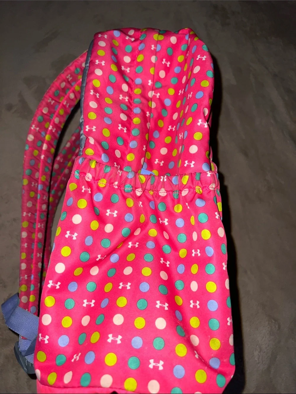 Under Armour Pink Polka Dot Backpack with Multicolor Dots